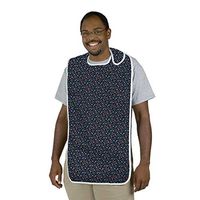 DMI Washable, Waterproof Bib For Adults, Elderly, and Seniors, Extra Long Clothing Protector with Adjustable Strap, Stain Resistant and Reusable,18" x 36", Navy Print