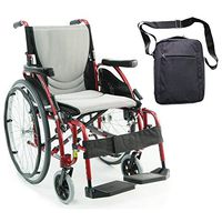 S-Ergo 125 Ergonomic Wheelchair | Seat Size 18" X 17" | Flip-Back Armrest | Swing Away Footrest | Frame Color Red & Free Front Zip Pocket Medical Utility Bag Black!