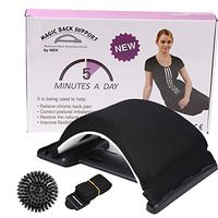 Multi-Level Back Stretching Device with Memory Foam Cushion,Back Massager Lumbar Support Stretcher Magnetic Therapy Back Pain Muscle Pain Relief(White/Black)