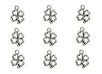 100pcs Four Leaf Clover Lucky Charms Pendents for DIY Crafting Bracelet Necklace Jewelry Making Accessories(Antique Silver)