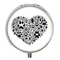 Medicine Storage, Pill Box for Purse, DOTOTER Travel Round Shape Stainsteel Drug Box Easy Take with Mirror - Heart