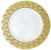 Posh Setting Imperial Collection 10 Pack China Look 7.25 Inch White/Gold Plastic Salad/Appetizer Plates, Fancy Disposable Dinnerware