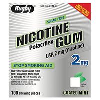 NICOTINE GUM 2MG COAT MINT NICOTINE POLACRILEX-2 MG White 100 CT UPC 305363112019