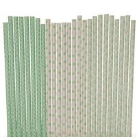 Mint Green Paper Straw Mix - Polka Dot, Damask, Quatrefoil (25)