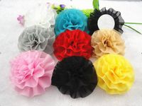 12pcs Big Chiffon Cabbage Flower Appliques Craft DIY (Pick Color (Mix)