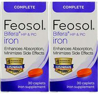 Feosol Complete with Patented Bifera Iron Caplets, 30Count, 2Count