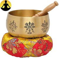 GUOYUN Tibetan Singing Bowl Set,Meditation Mindfulness Relaxation Buddhist Bowl Bell Zen Handmade Promotes Peace, 4inch