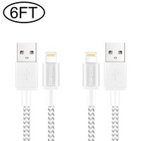 TOPESEL Phone Charger 2 Pack 6 Feet Extra Long Nylon Braided 8 Pin Lightning to USB Cable Syncing Fast Charging Cable Cord Compatible iPhone iPad Mini More