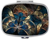 Flower-Like Graphics Custom Silver Stylish, Slim Design Pill Box Holder，Rectangle Medicine Vitamin Organizer Pill case