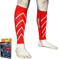 Meister Graduated 20-25mmHg Compression Running Leg Sleeves for Shin Splints (Pair) - Red - Small