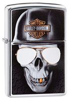Zippo 29739 Harley-Davidson High Polish Chrome Skull Windproof Lighter