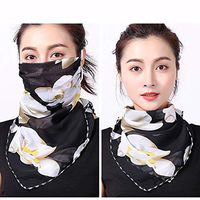3pcs Floral Chiffon Face Shield Mask Earloop Respirator Bandanas Multi-Functional Neck Gaiter Breathable Scarf Bandana Sun Protection for Women Girls Outdoor Dust, Pollen Prevention (Style 5)