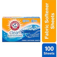 Arm & Hammer Clean Scentsations Fabric Softener Sheets, Purifying Waters, 100 Count