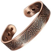 Mens Copper Magnetic Bracelet by Holistic Magnets Celtic Bracelet Arthritis Pain Relief Healing Bangle Magnetic Therapy Bracelet Gift Boxed (TKC)-Trinity Knot (M: Wrist 6.5-7.5 inch)