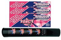 Herb Airtight Tube Pocket Protector with Juicy Jay's Bubblegum 1.25 Flavored Hemp Rolling Papers 3 Count DC Crafts Nation- Flag Leaf