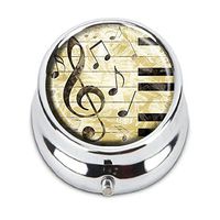GDEE Piano with Treble Clef Custom Fashion Stainless Steel Silver Pill box Western Tablets Tablet Holder Management Case Pocket or Wallet
