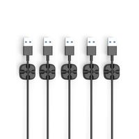 Cable Clips, 5 Pack Black Cord Organizer Cable Management for Organizing Cable Cords Home and Office, Self Adhesive Cord Holders