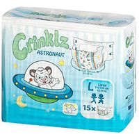 Crinklz Tab-Style Briefs Adult Printed Diapers, Astronaut, Large, Pack/15