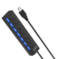 SUTOROO 7 Port USB 2.0 Hub,High-Speed Data Transmission and Charging ,Independent Switch  LED Light, for All USB Device