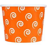 Orange Paper Dessert Cups - 12 oz Swirls And Twirls Ice Cream Bowls - Perfect For Your Yummy Foods! Many Colors & Sizes - Frozen Dessert Supplies - 50 Count