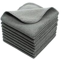 GQZLUCK Microfiber Dish Cloths Super Absorbent Kitchen Wash Cloth Dish Rags for Washing Dishes Fast Drying Cleaning Cloth with Poly Scrub Side 12Inchx12Inch 8 Pack (Grey)