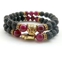 2PCS Black Lava Stone Turquoise Agate Reiki Bracelet Relationship Bead Essential Oil Howlite Natural Stone Healing Bangle