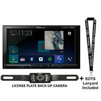 Sound of Tri-State Pioneer MVH-AV251BT 7" Digital Media Receiver Compatible with Apple CarPlay has Built in Bluetooth with License Plate Style Backup Camera and a Lanyard Bundle