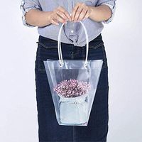 BBC Clear Flower Bouquet Bags with Handle Florist Shop Packaging Supplies, 5 Pcs (5.1 * 10.2 * 13.8inch)