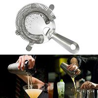 Xisheep Kitchen Filter, Stainless Steel Shaker Mixer Drink Bars Bartender Cocktail Ice Strainer Tool Kitchen Dining Bar Home Decorations, for Home DIY Day Silver