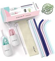 10 Pack Collapsible Reusable Straw, Food-Grade Portable Silicone Straws, Folding Drinking Straws with Case Cleaning Brush for Party Travel Outdoor Home