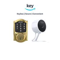 Schlage Connect Zigbee-Certified Smart Deadbolt + Amazon Cloud Cam | Key Smart Lock Kit (Camelot in Bright Chrome)