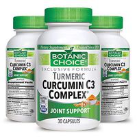 Botanic Choice Curcumin C3 Complex with Bioperine - Adult Daily Supplement - Promotes Brain Heart Blood Circulation and Immune Health Supports Joint Pain Relief 30 Pcs