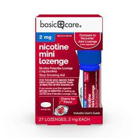 Amazon Basic Care Mini Nicotine Polacrilex Lozenge 2 mg (nicotine), Cherry Ice Flavor, Stop Smoking Aid, 27 Count