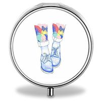 Foot Pill Case, Round Stainless Drug Organizer Container Medicine Cover for Pocket Daily&Weekly
