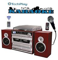 TechPlay ODCRK2110 BT,Karaoke,Turntable,W/Dual CD Player/Recorder,Dual Cassette Player/Recorder & Wireless Bluetooth Connection.AM/FM Alarm Clock,SD,USB,AUX and Headphone Ports (CD Recorder)