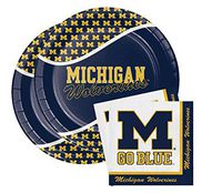 NCAA Creative Converting Michigan Wolverines Party Bundle 9" Plates (16) Lunch Napkins (20)
