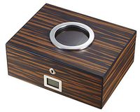 Visol Porthole Ebony Finish Cigar Humidor with Free Laser Engraved Metal Plate (Text)
