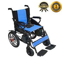 2019 Electric Wheelchair with Lithium Battery, Motorized Lightweight Folding Carry Electric Wheelchair, Powerful Dual Motor Wheelchair, FDA Approved, Heavy Duty, Motorized Fold Foldable (Blue)