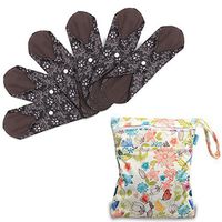Teamoy 6Pcs 7.9 Inches Sanitary pad, Reusable Washable Cloth Menstrual Pads/Panty Liners with Wet Bag, Super-Absorbent, Soft and Comfortable, Perfect for Light Flow(Small,Flowers)