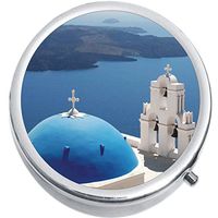 Santorini Greece Medicine Vitamin Compact Pill Box