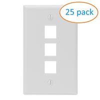 Kenuco Gang Keystone Wall Plate - Standard Size (25 Pack, 3 Port)