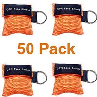 50pcs CPR Mask Keychain Ring Emergency Kit CPR Face Shields for First Aid or AED Training