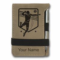 Mini Notepad, Volleyball Player Man, Personalized Engraving Included (Light Brown)
