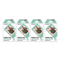 Fujifilm Instax Mini Instant Film Sky Blue Frame 4-Pack Bundle Set, Film Sky Blue Frame (10 x 4) for Mini 90 8 70 7s 50s 25 300 Camera SP-1 Printer