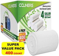 Small Trash Bags 4 Gallon 400 Count Bathroom Garbage Bags Clear Plastic Wastebasket Trash Can Liners for Home and Office Bins (400 Count)