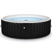 Goplus 4-6 Person Outdoor Spa Inflatable Hot Tub for Portable Jets Bubble Massage Relaxing with Accessories Set (6-Person, Black)