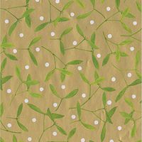Caspari Mistletoe 30 in. x 8 ft. Wrapping Paper in Gold, 2 Rolls Included