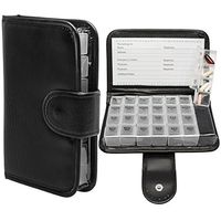 Simply Genius 7 Day Daily Pill Organizer, Portable Locking Travel Case Doses Dispenser, AM/PM, Day & Night, Weekly Pill Box Organizer Case