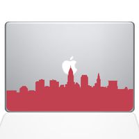 The Decal Guru Cleveland OH City Skyline Decal Vinyl Sticker, 15" MacBook Pro (2016 & Newer Models), Red (2356-MAC-15X-DR)