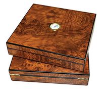 10-20 Cigar Humidor for Desktop or Travel. Cedar Lined Cigar Humidifier with Hygrometer